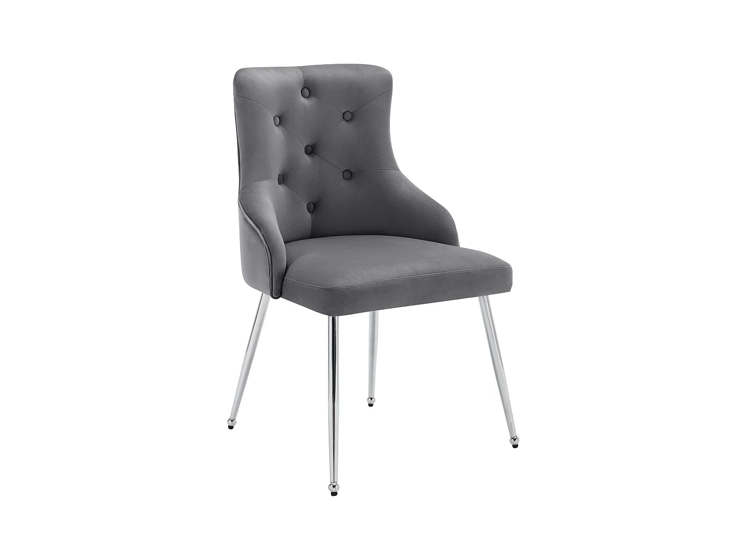 Lot de 2 chaises de salle à manger - velours gris - avec coussin lombaire et pieds en métal - pour salon et salle à manger