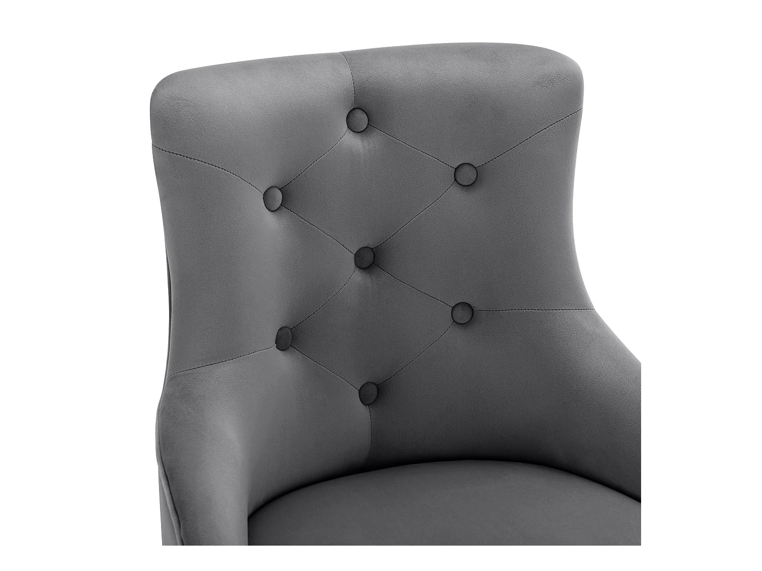 Lot de 2 chaises de salle à manger - velours gris - avec coussin lombaire et pieds en métal - pour salon et salle à manger