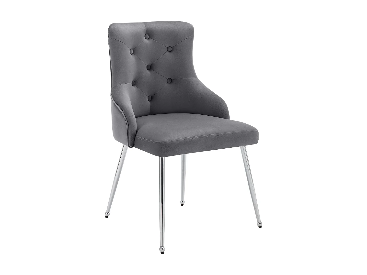 Lot de 2 chaises de salle à manger - velours gris - avec coussin lombaire et pieds en métal - pour salon et salle à manger