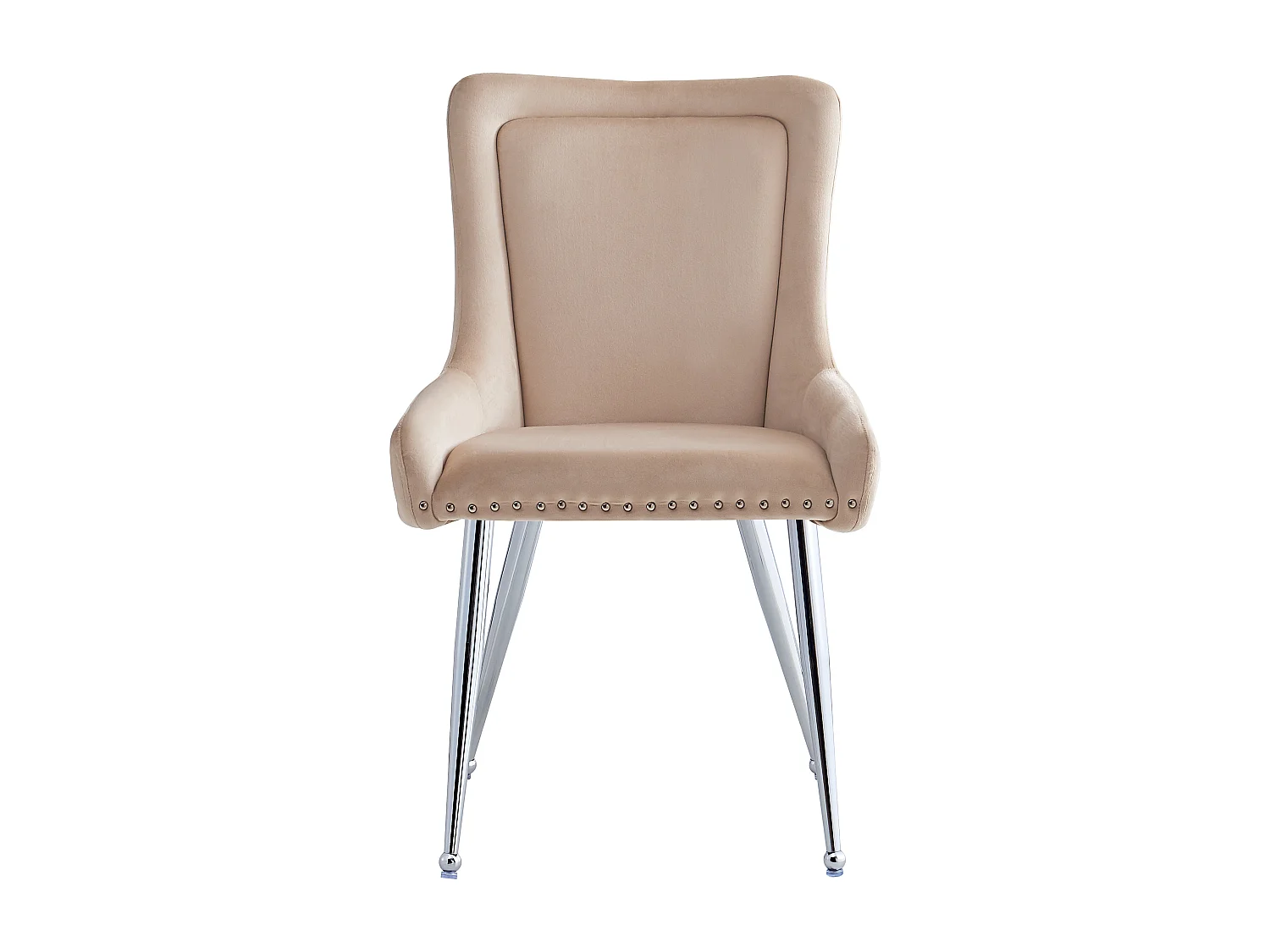 Lot de 2 chaises de salle à manger - velours beige - avec dossier et pieds réglables - pour salon et salle à manger