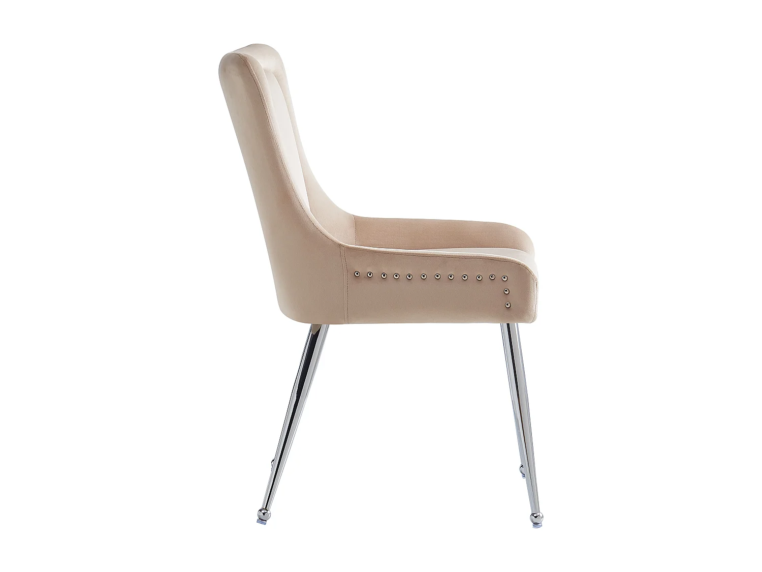 Lot de 2 chaises de salle à manger - velours beige - avec dossier et pieds réglables - pour salon et salle à manger