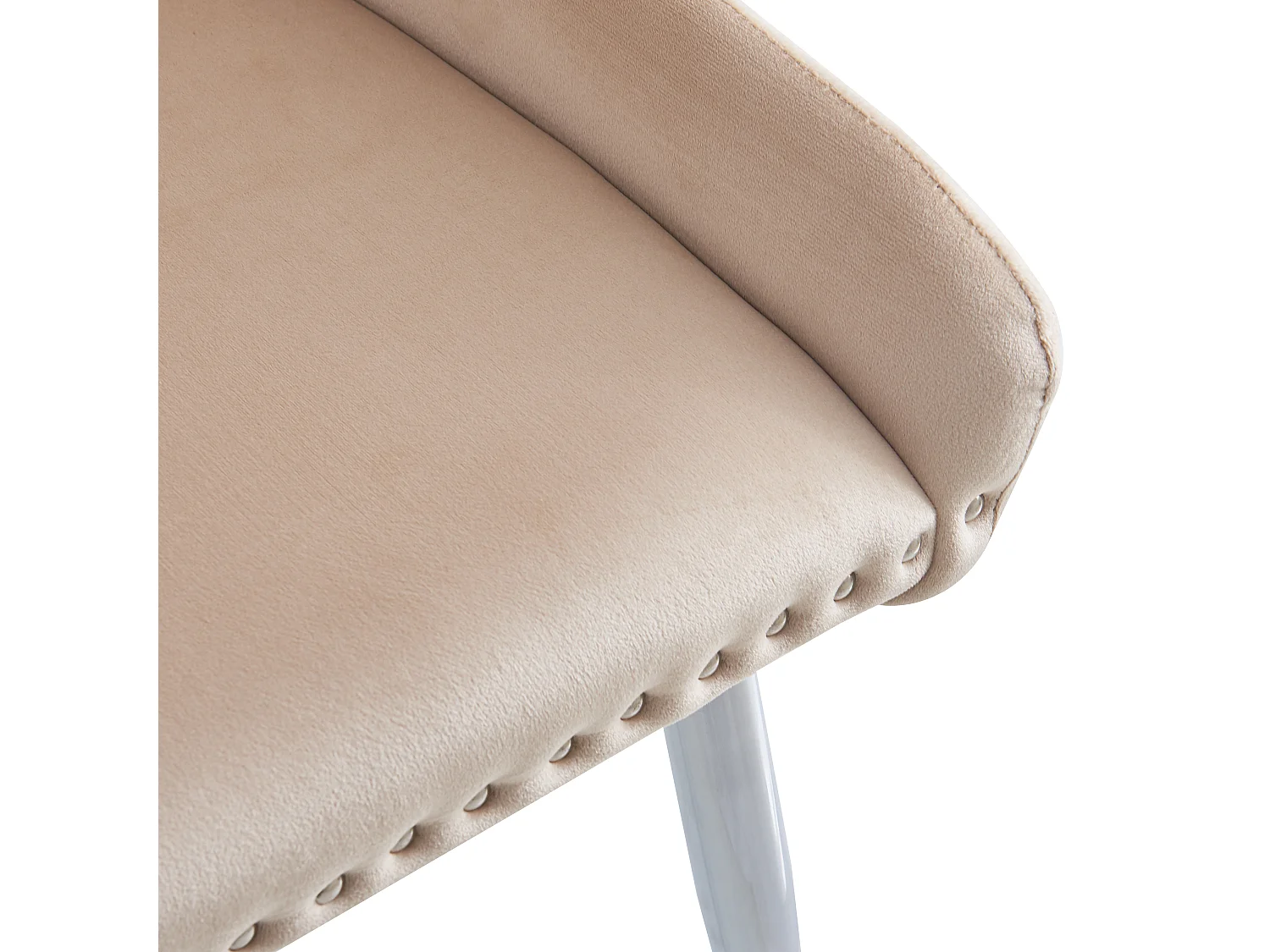 Lot de 2 chaises de salle à manger - velours beige - avec dossier et pieds réglables - pour salon et salle à manger