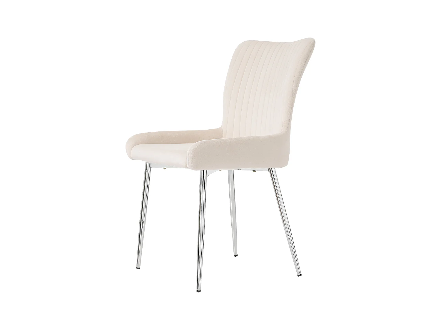 Juego de 4 sillas de comedor - terciopelo beige - con patas y respaldo plateados - para comedor y dormitorio