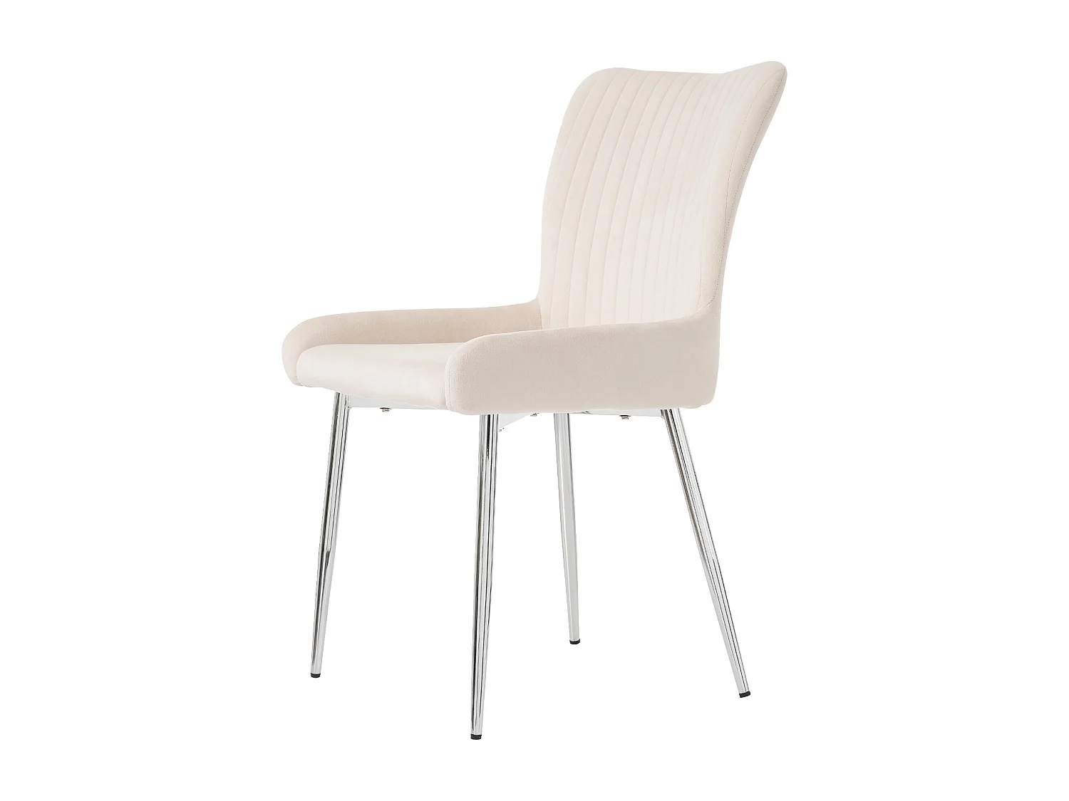 Lot de 4 chaises de salle à manger - velours beige - avec pieds et dossier argentés - pour salle à manger et chambre