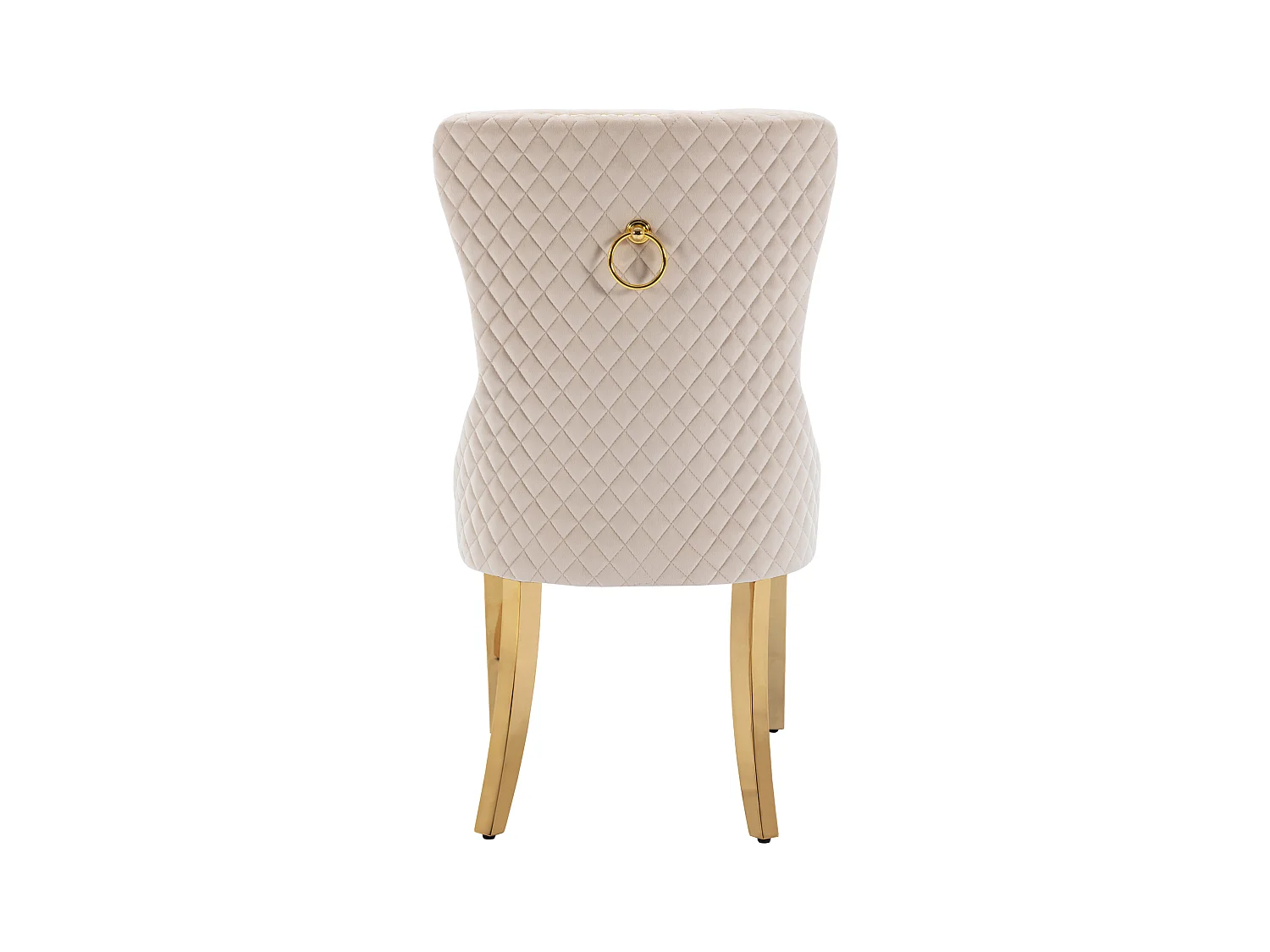 Lot de 4 chaises de salle à manger - Chaise rembourrée avec clous décoratifs et pieds en métal doré - velours beige