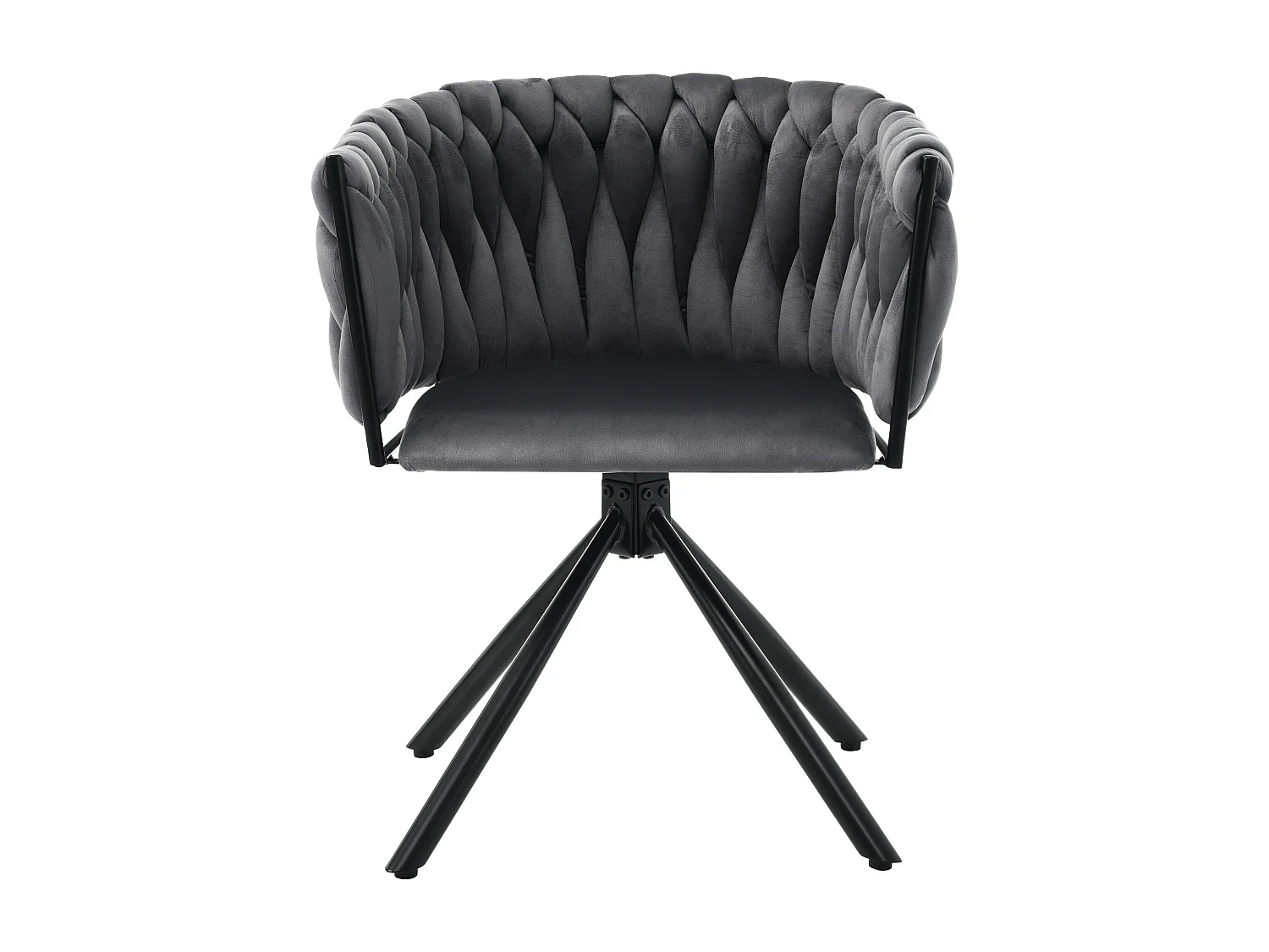 Lot de 2 chaises de salle à manger pivotantes - velours gris - avec accoudoirs rembourrés et pieds en métal