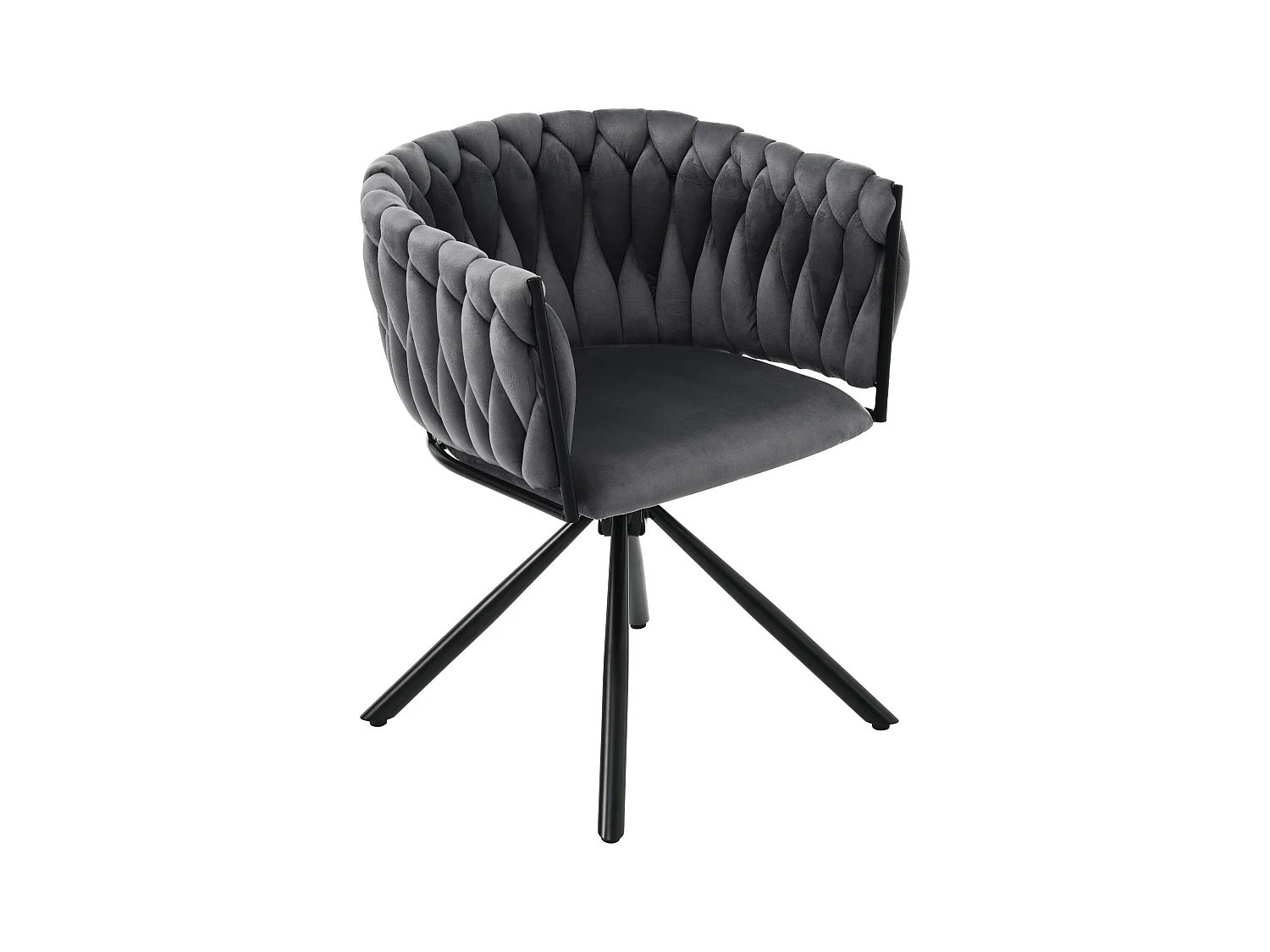 Juego de 4 sillas de comedor giratorias - terciopelo gris - con respaldo acolchado y patas de metal