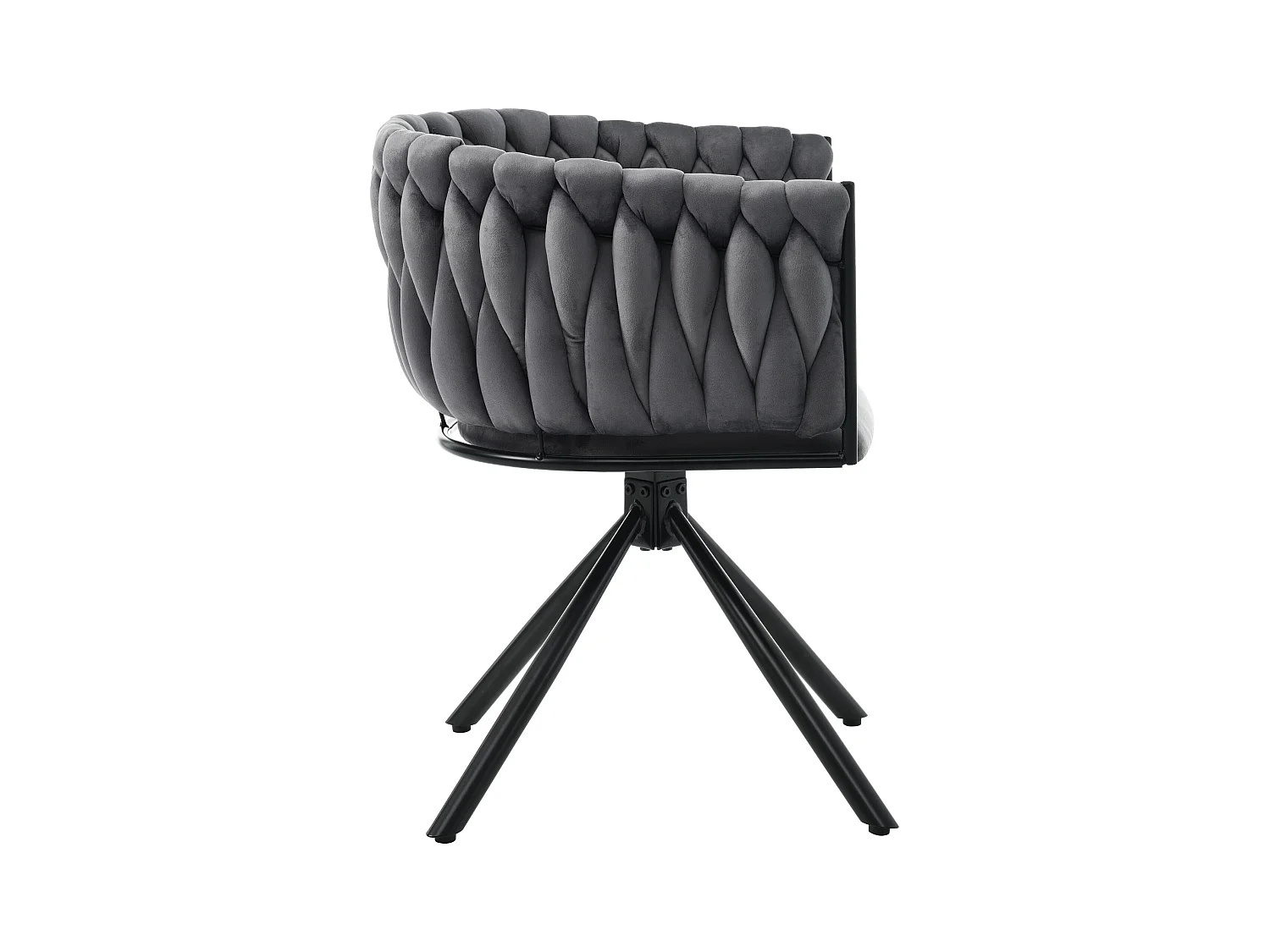 Juego de 4 sillas de comedor giratorias - terciopelo gris - con respaldo acolchado y patas de metal