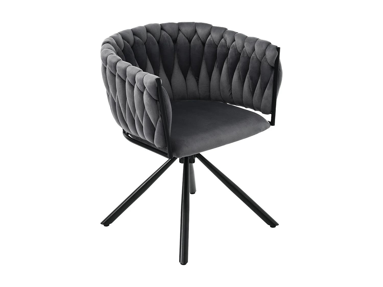 Lot de 4 chaises de salle à manger pivotantes - velours gris - avec dossier rembourré et pieds en métal