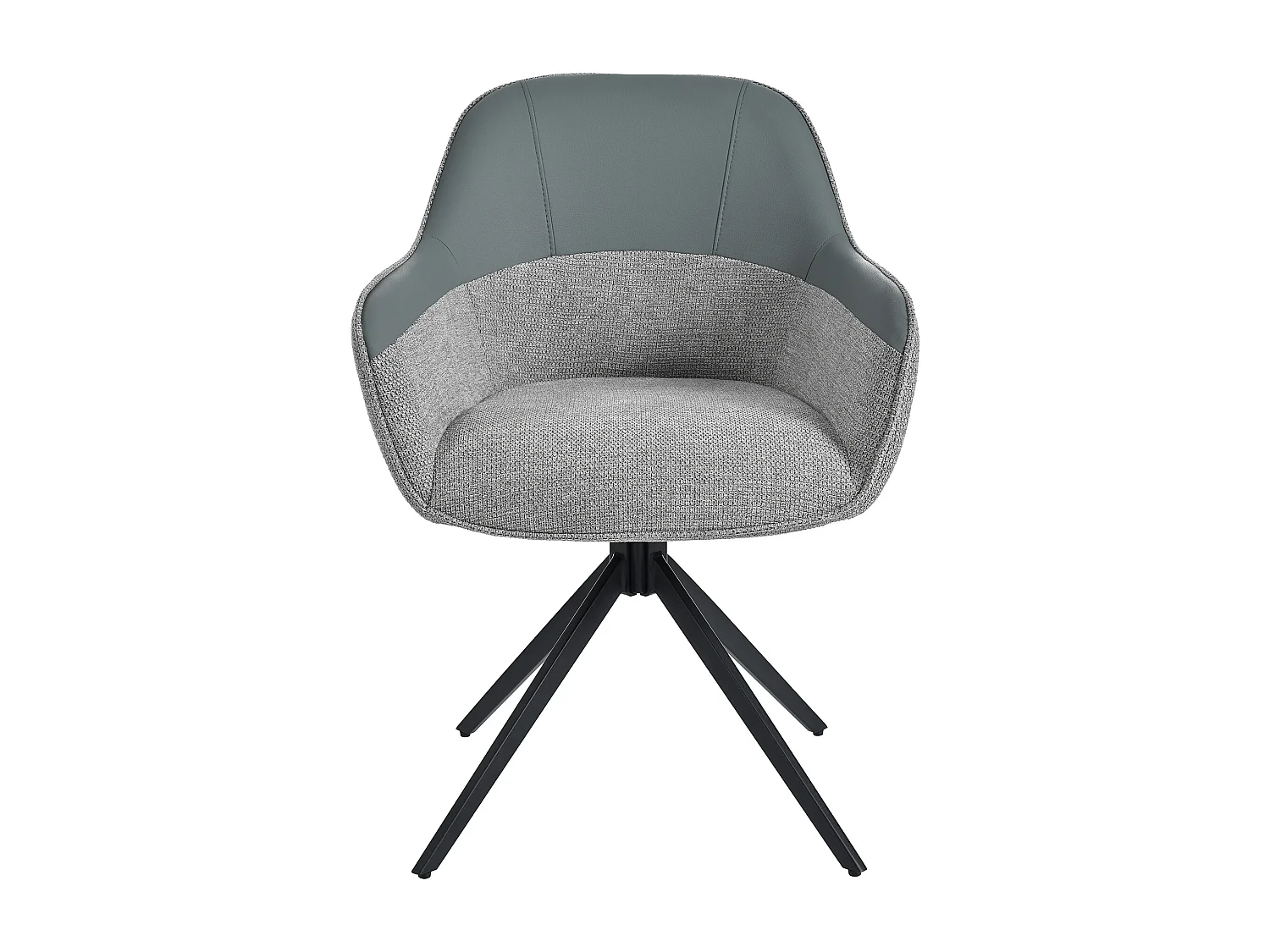 Lot de 2 chaises de salle à manger - Chaise pivotante avec dossier et accoudoirs - similicuir et tissu gris