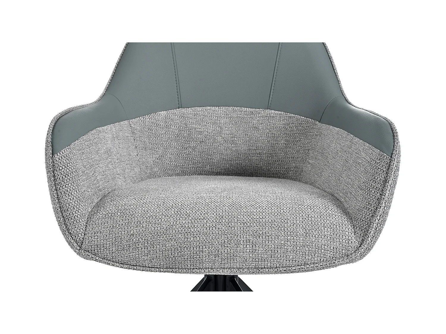 Lot de 2 chaises de salle à manger - Chaise pivotante avec dossier et accoudoirs - similicuir et tissu gris