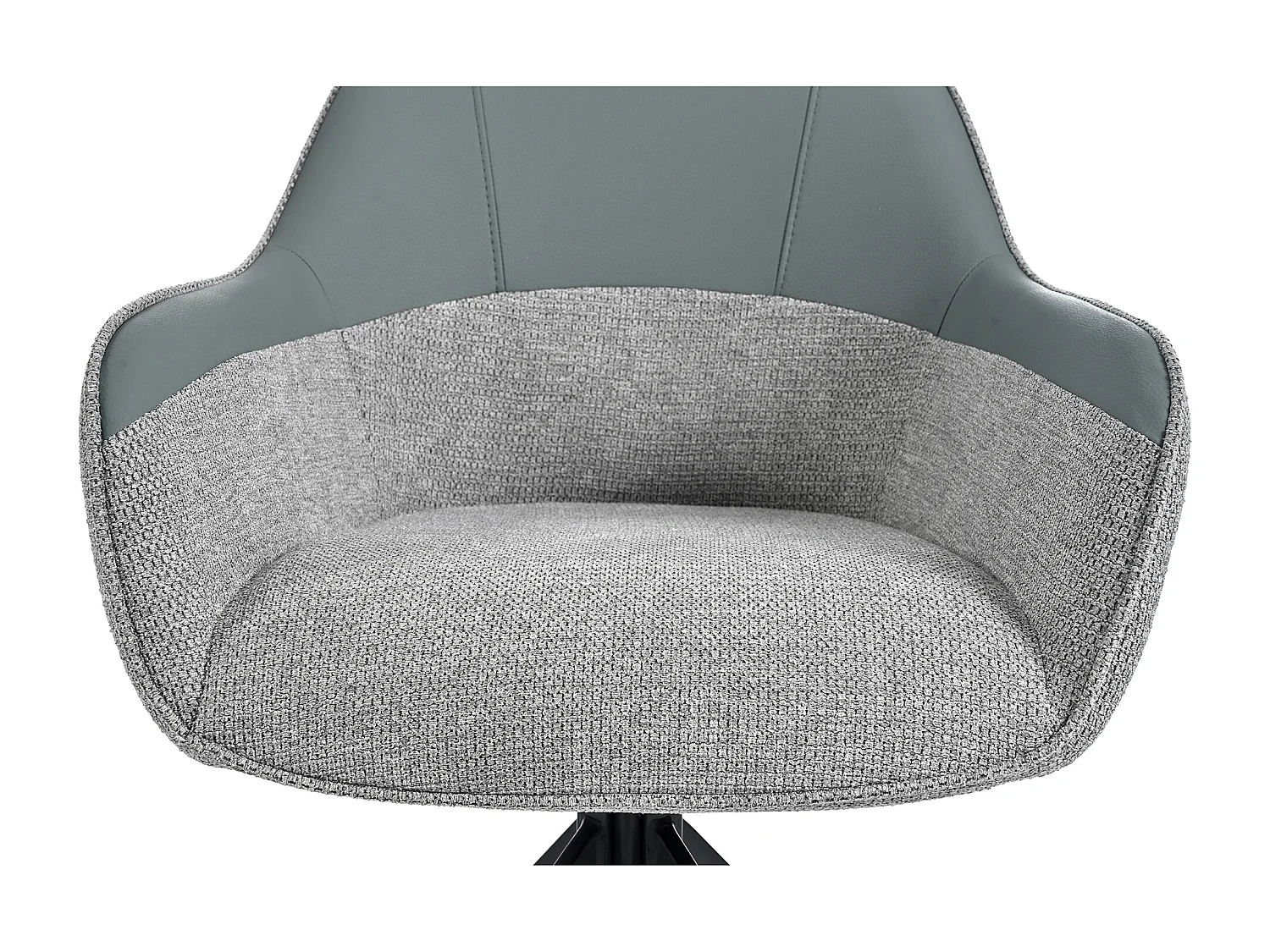 Set di 2 sedie da pranzo - Sedia girevole con schienale e braccioli - similpelle e tessuto grigio