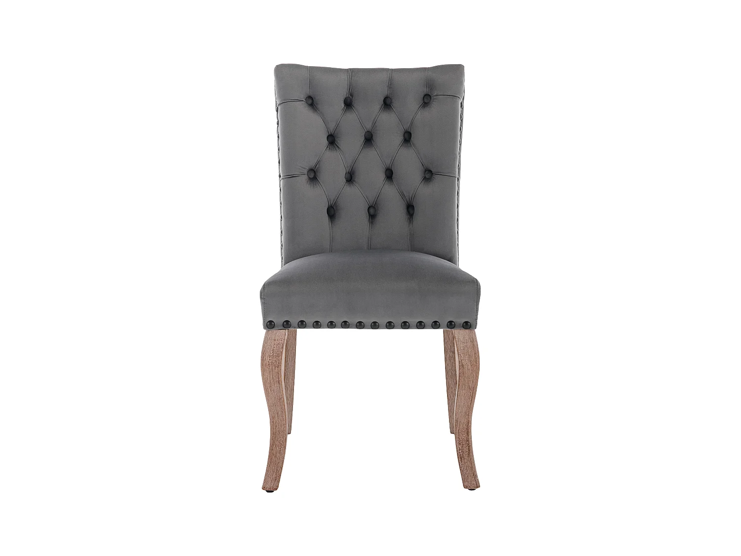 Juego de 4 sillas de comedor - silla de comedor de terciopelo gris - con respaldo acolchado y patas de madera