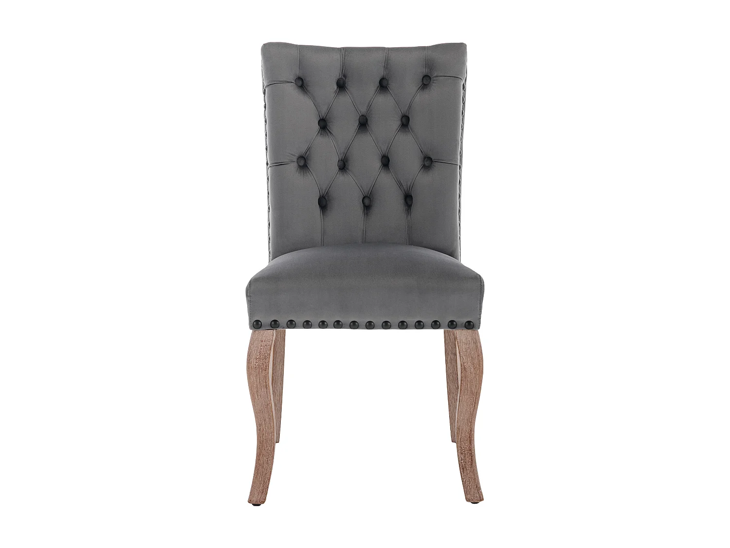 Juego de 4 sillas de comedor - silla de comedor de terciopelo gris - con respaldo acolchado y patas de madera