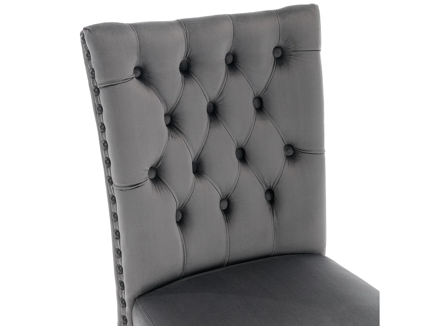 Juego de 4 sillas de comedor - silla de comedor de terciopelo gris - con respaldo acolchado y patas de madera