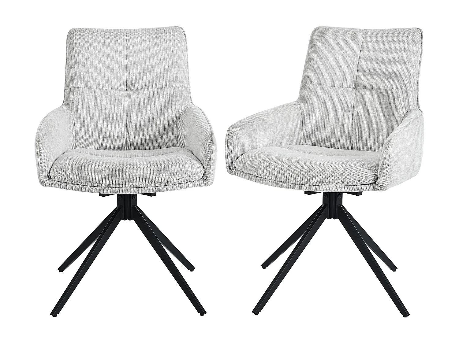 Juego de 2 sillas de comedor - Tela de lino gris - Silla giratoria con respaldo y reposabrazos