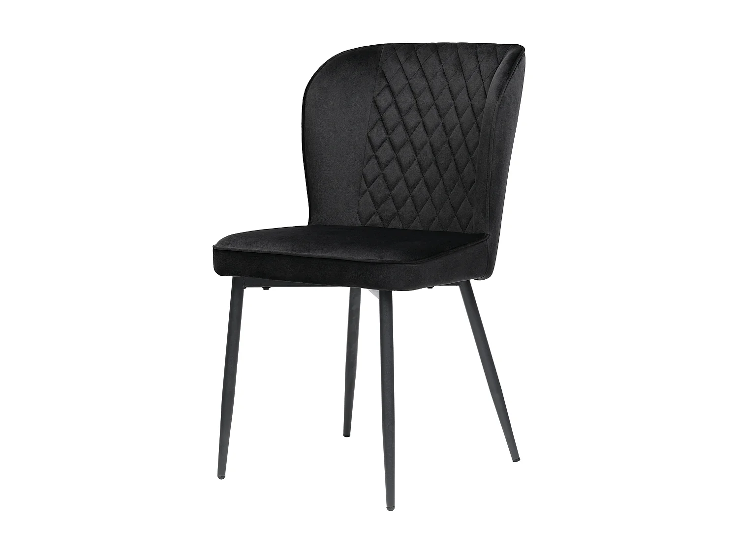 Lot de 2 chaises de salle à manger - velours noir - avec structure en métal et dossier rembourré