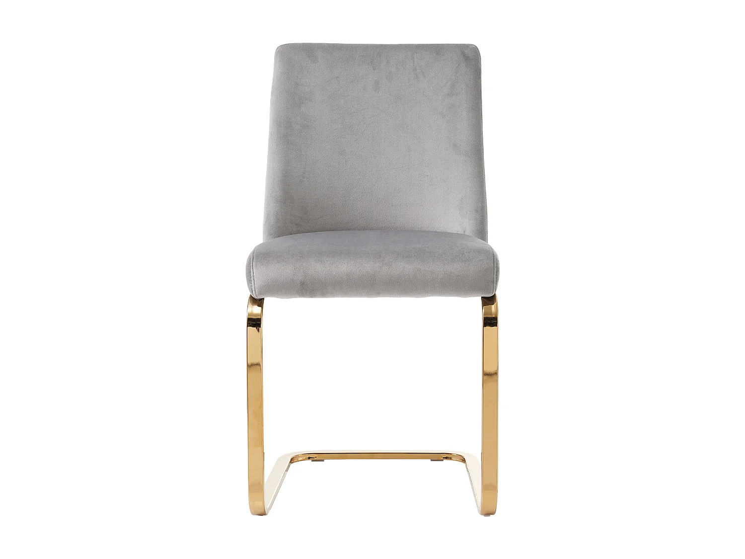 Lot de 4 chaises de salle à manger - velours gris - avec dossier rembourré et pieds en métal doré