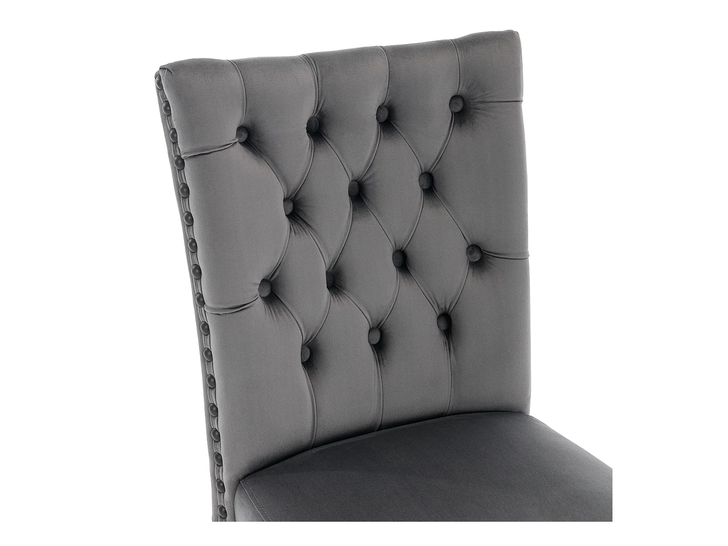 Juego de 2 sillas de comedor - silla de comedor de terciopelo gris - con respaldo acolchado y patas de madera