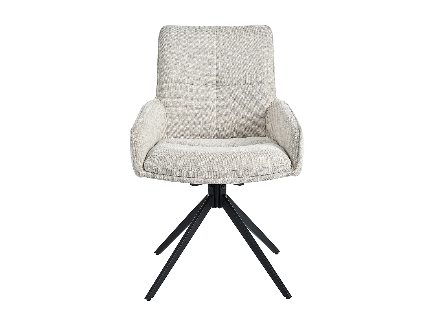 Lot de 2 chaises de salle à manger - tissu lin beige - Chaise pivotante avec dossier et accoudoirs