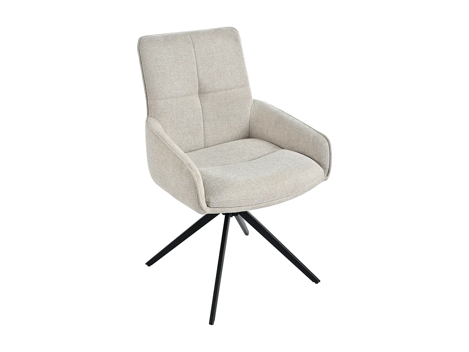 Lot de 2 chaises de salle à manger - tissu lin beige - Chaise pivotante avec dossier et accoudoirs