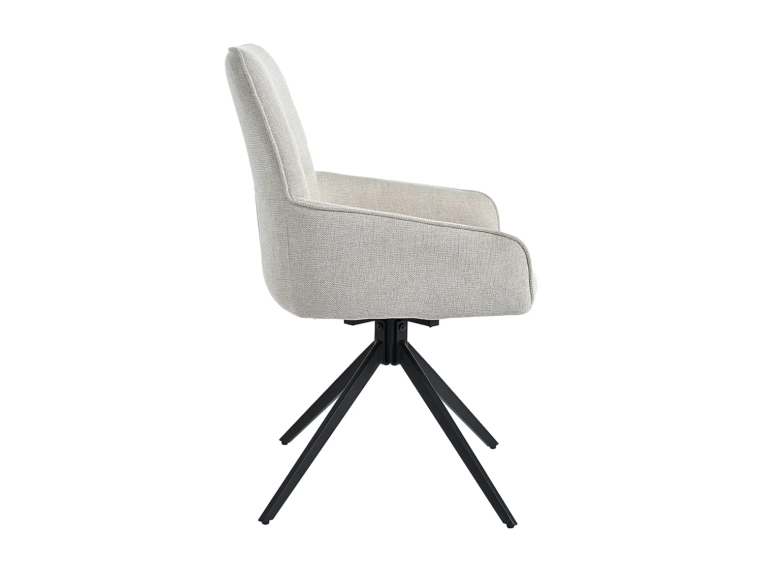 Lot de 2 chaises de salle à manger - tissu lin beige - Chaise pivotante avec dossier et accoudoirs