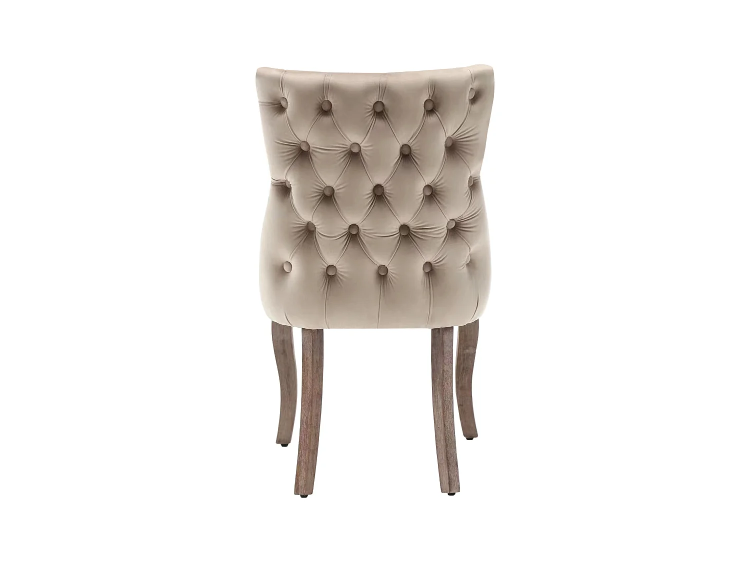 Juego de 4 sillas de comedor - terciopelo beige - con respaldo abotonado y patas de madera