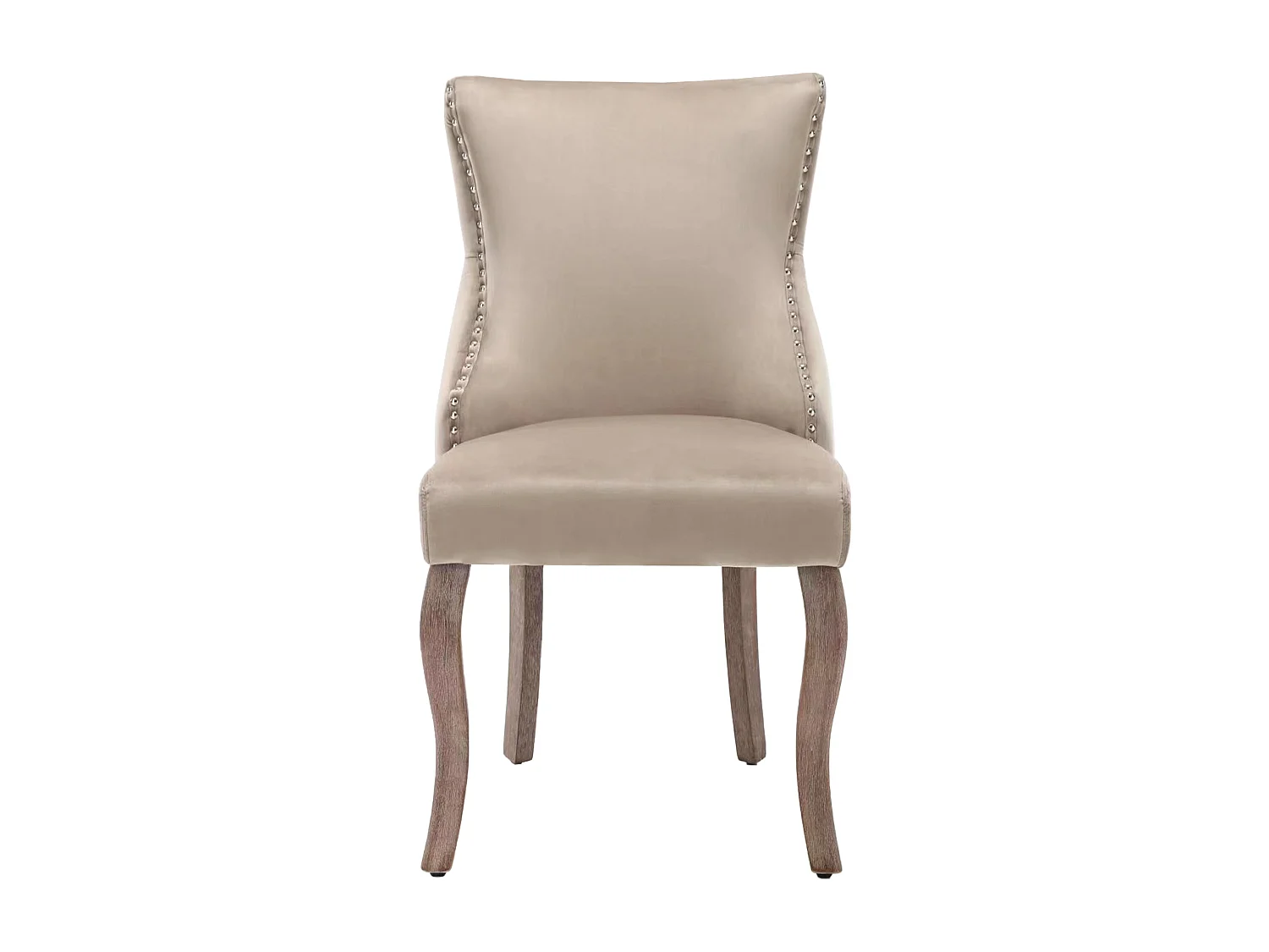 Lot de 4 chaises de salle à manger - velours beige - avec dossier boutonné et pieds en bois