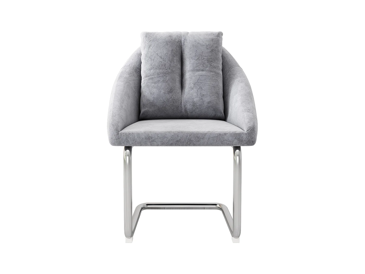 Set di 4 sedie da pranzo - Velluto grigio - Sedie con schienale imbottito e gambe arcuate argentate