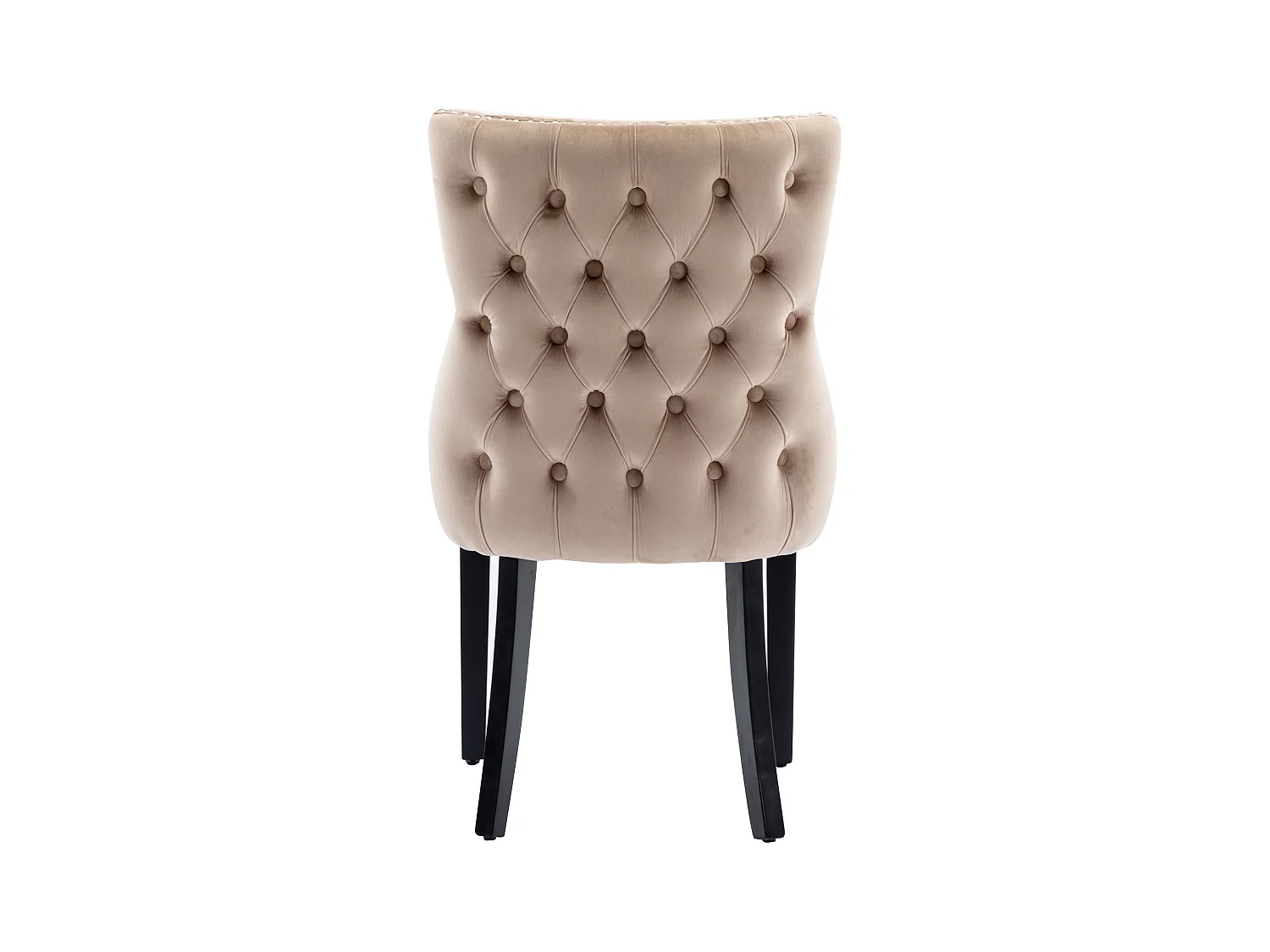 Juego de 4 sillas de comedor - terciopelo beige - con respaldo abotonado y patas de madera negras