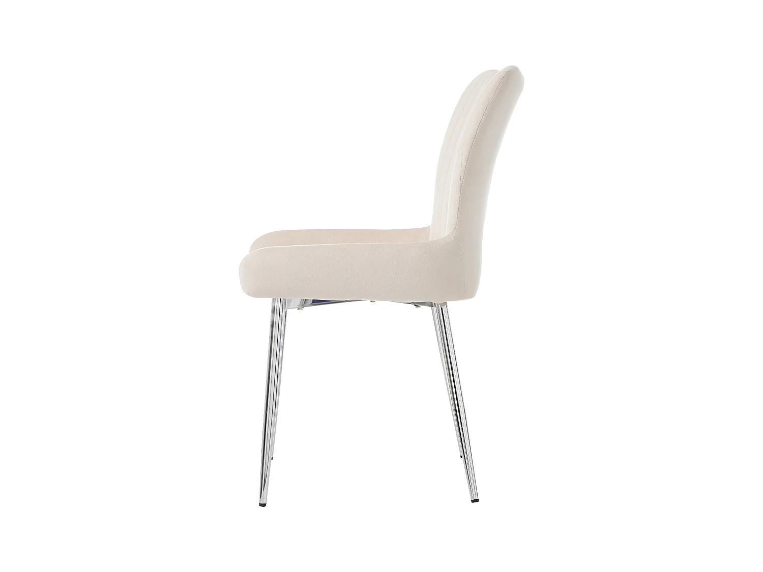 Juego de 2 sillas de comedor - terciopelo beige - con patas y respaldo plateados - para comedor y dormitorio