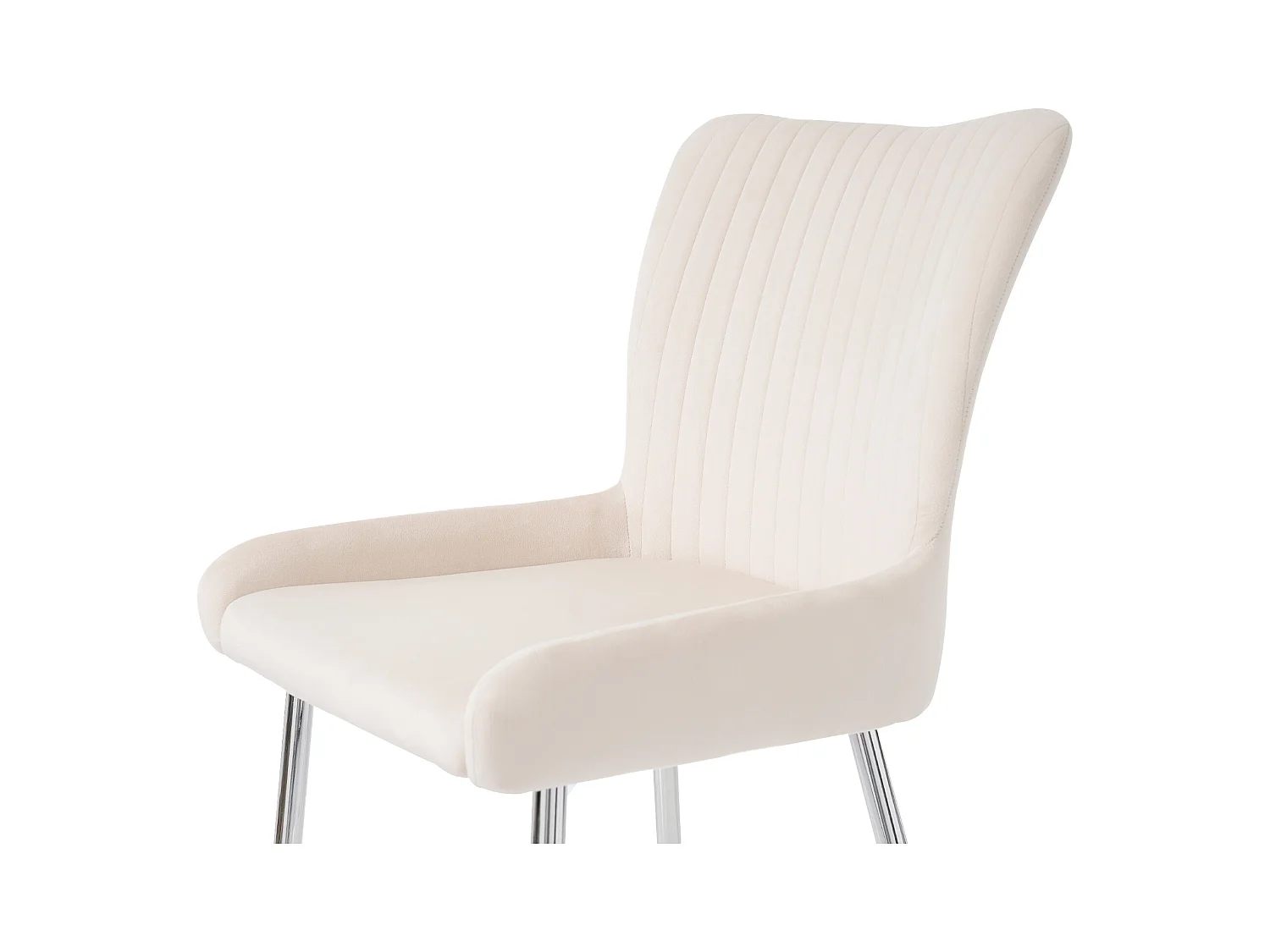 Juego de 2 sillas de comedor - terciopelo beige - con patas y respaldo plateados - para comedor y dormitorio