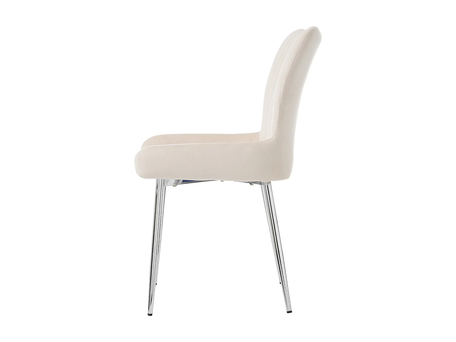 Lot de 2 chaises de salle à manger - velours beige - avec pieds et dossier argentés - pour salle à manger et chambre