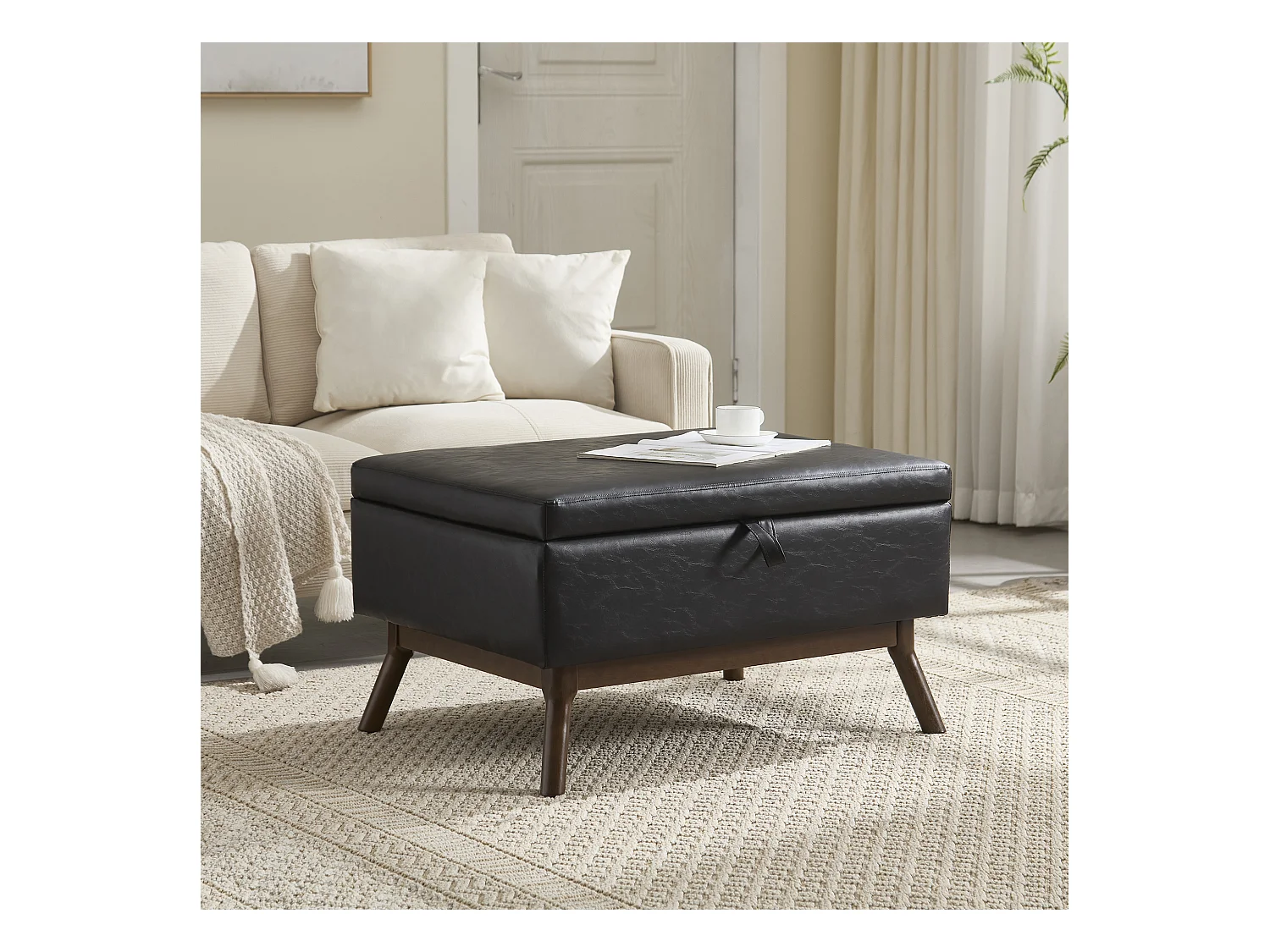 Chaise carrée - Chaise avec rangement - pour salon, entrée et salle familiale - noir