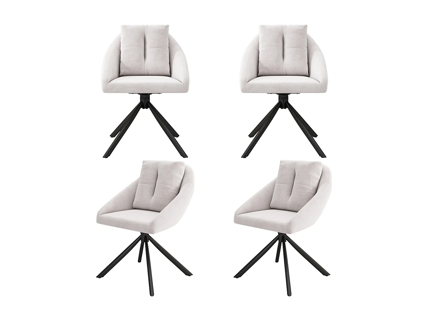 Lot de 4 chaises de salle à manger - avec dossier rembourré et fonction pivotante - velours beige