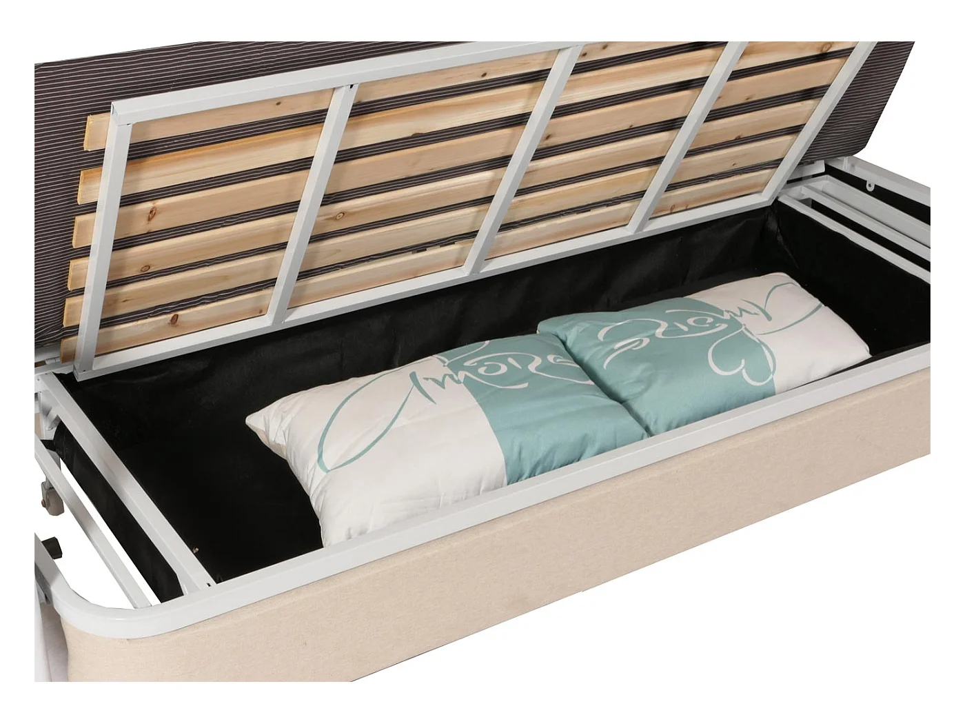 Schlafsofa MCW-M83, Stoff/Textil beige