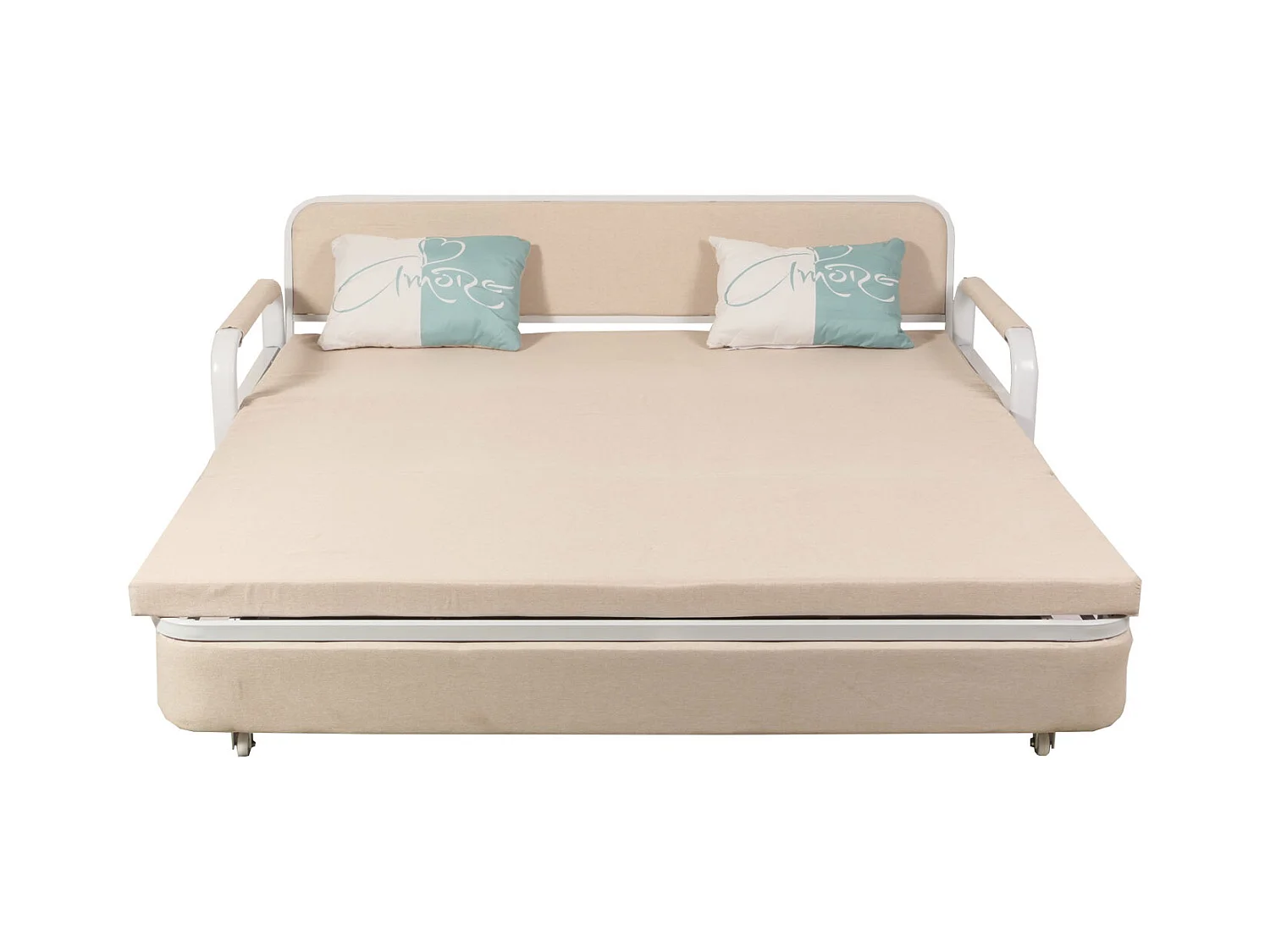 Schlafsofa MCW-M83, Stoff/Textil beige