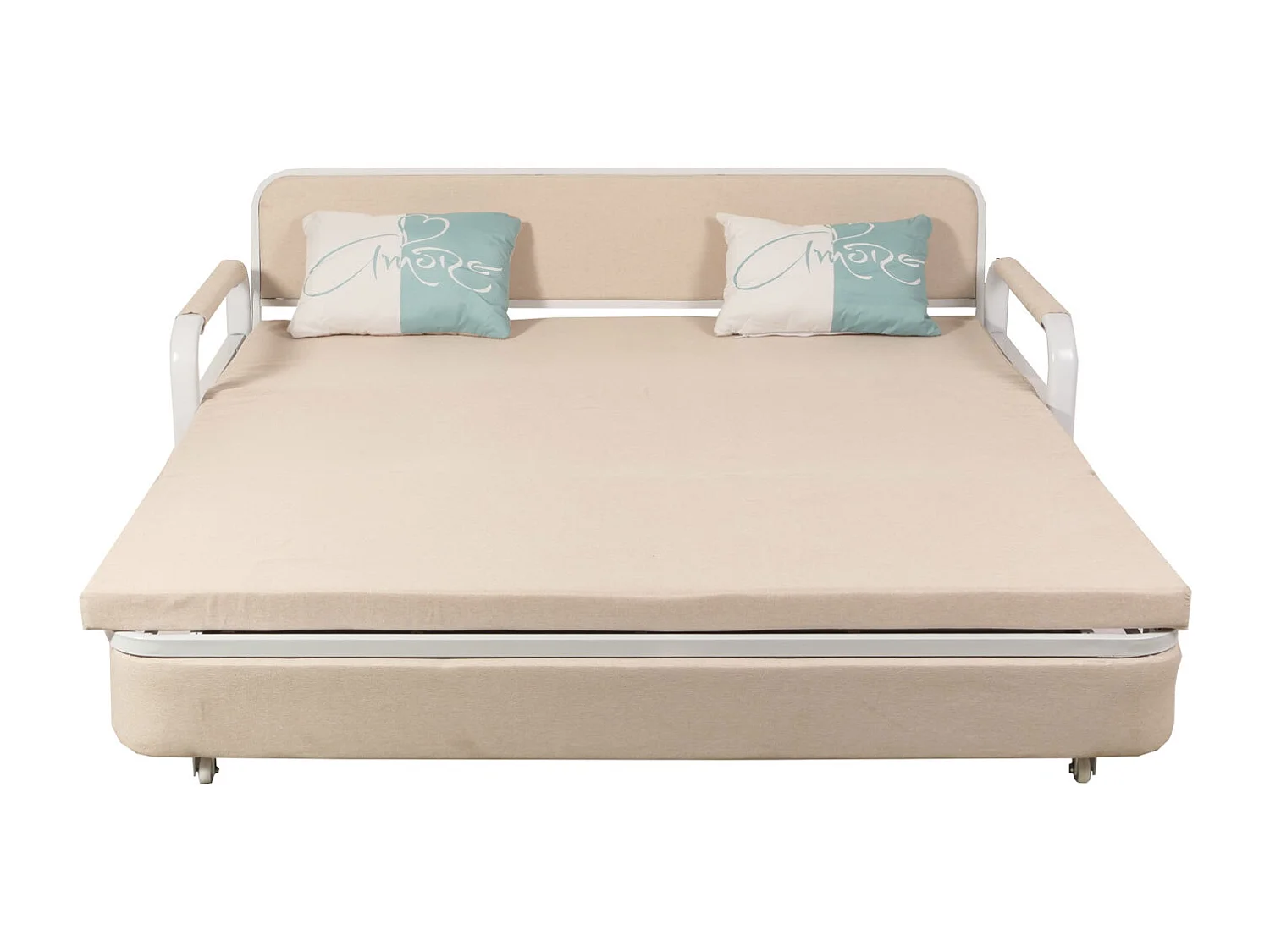 Schlafsofa MCW-M83, Stoff/Textil beige