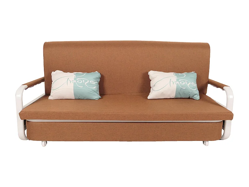 Divano letto MCW-M83, sofà, funzione letto box superficie sdraiata, 190x185cm ~ stoffa/tessuto marrone