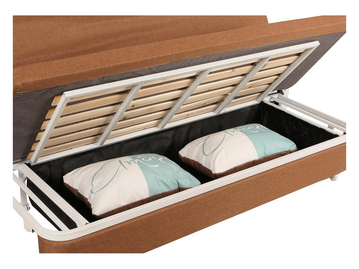 Schlafsofa MCW-M83, Stoff/Textil braun