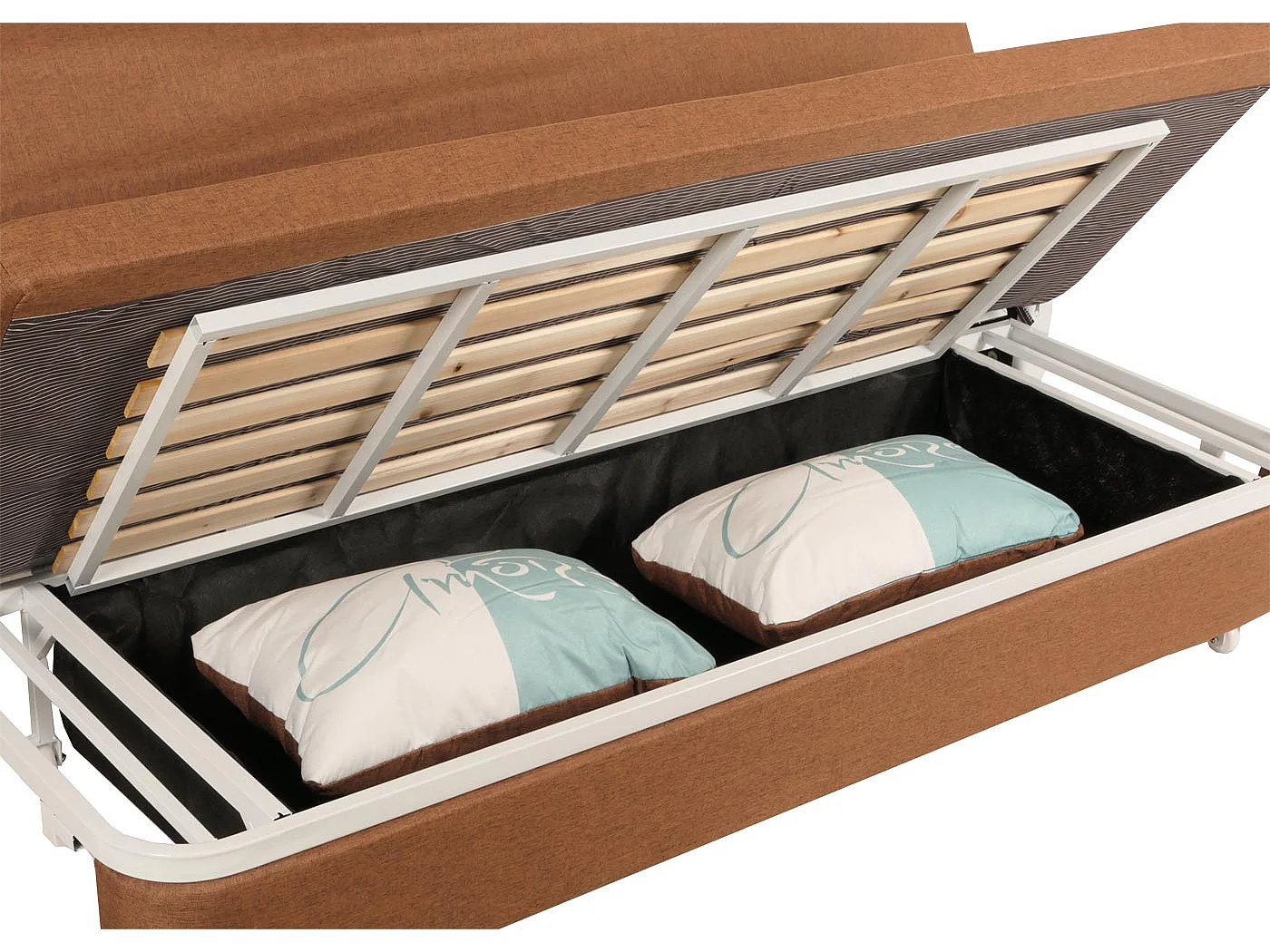 Schlafsofa MCW-M83, Stoff/Textil braun