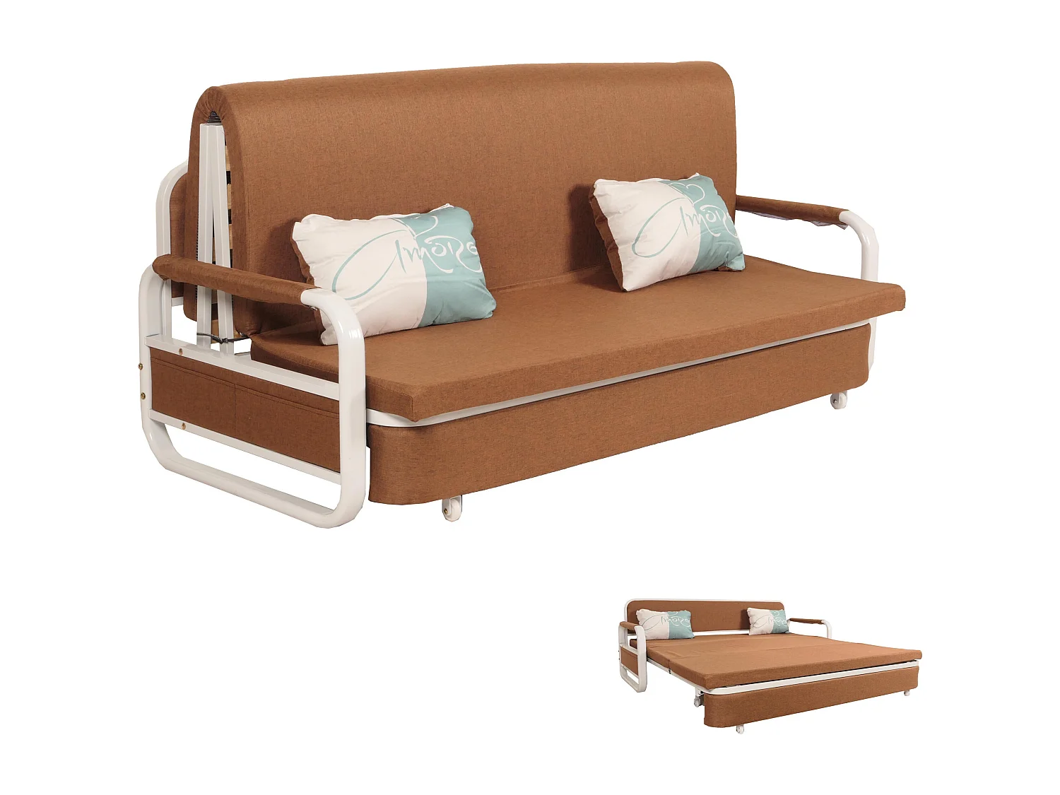 MCW-M83 sofa bed,  brown fabric