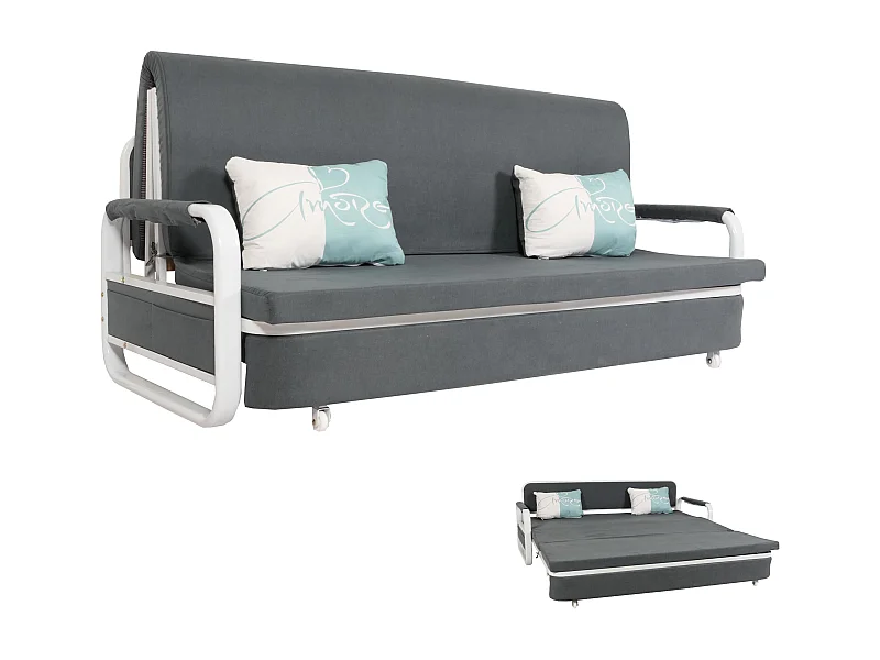 Schlafsofa MCW-M83, Stoff/Textil dunkelgrau