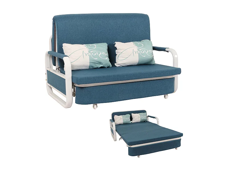 Slaapbank MCW-M83,  stof/textiel donkerblauw