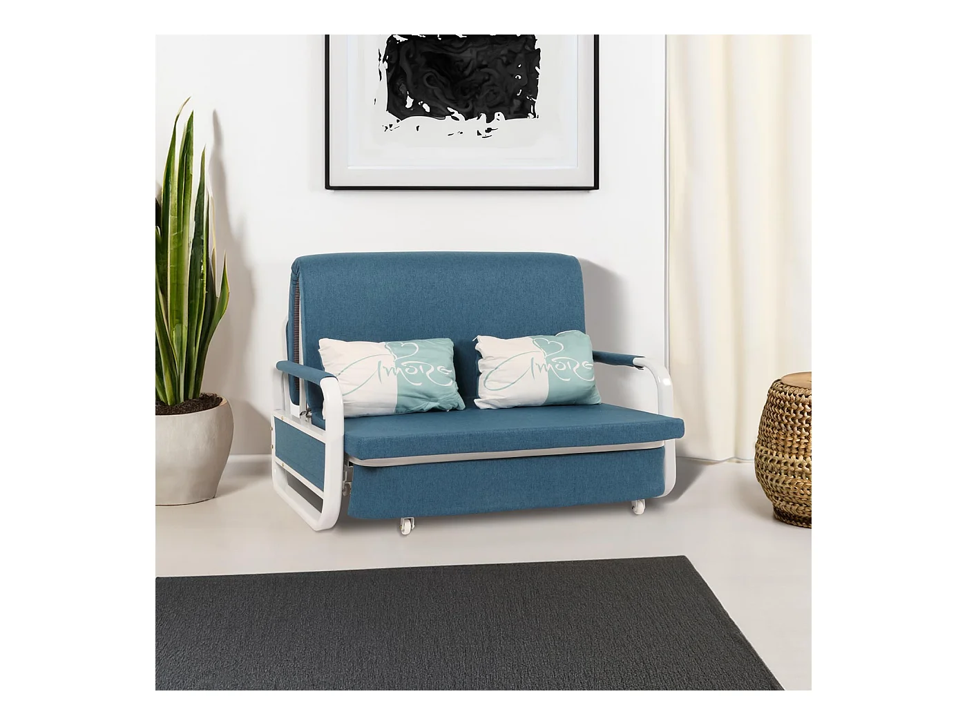 Schlafsofa MCW-M83, Stoff/Textil dunkelblau