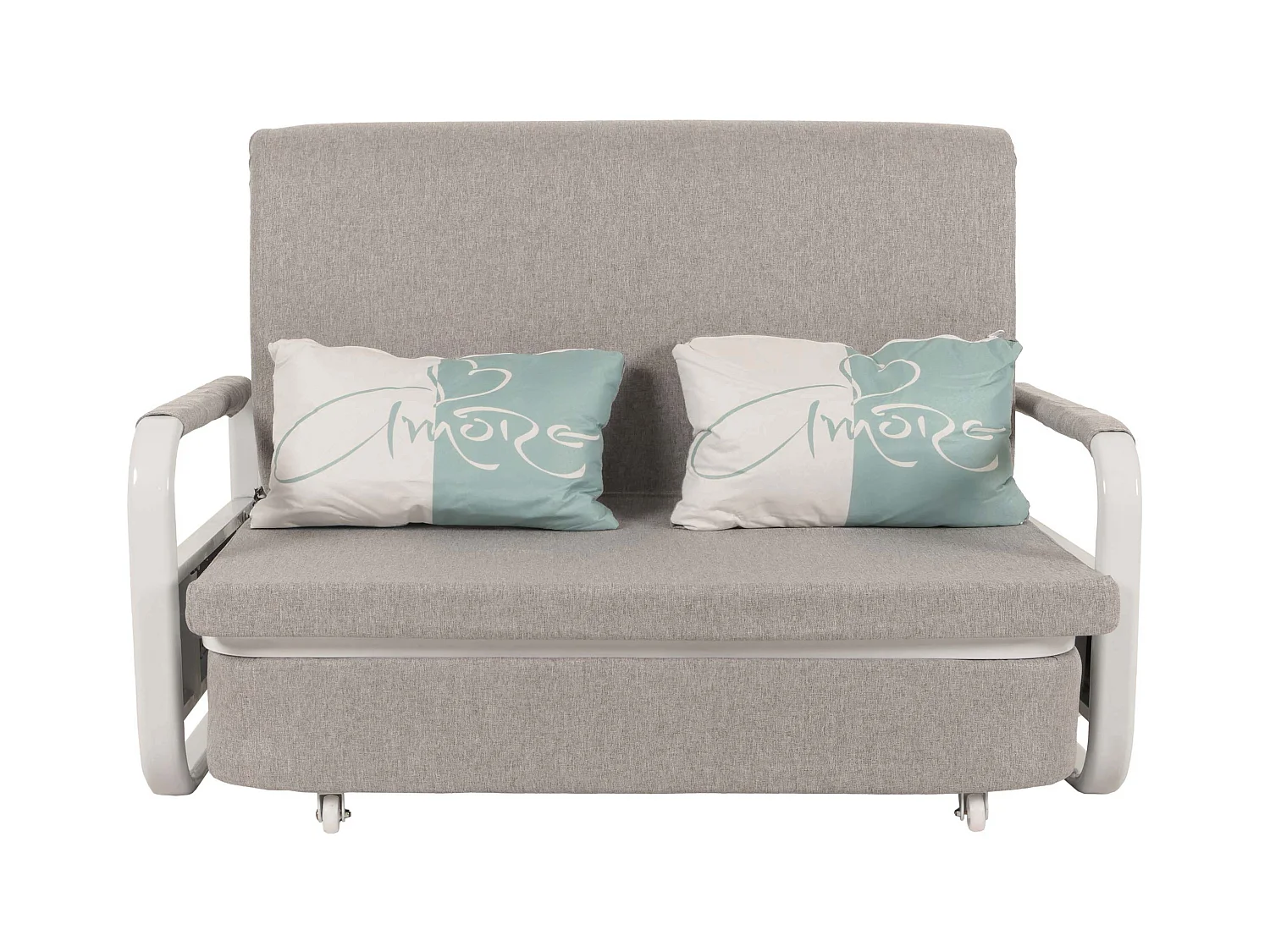 Schlafsofa MCW-M83, Stoff/Textil hellgrau