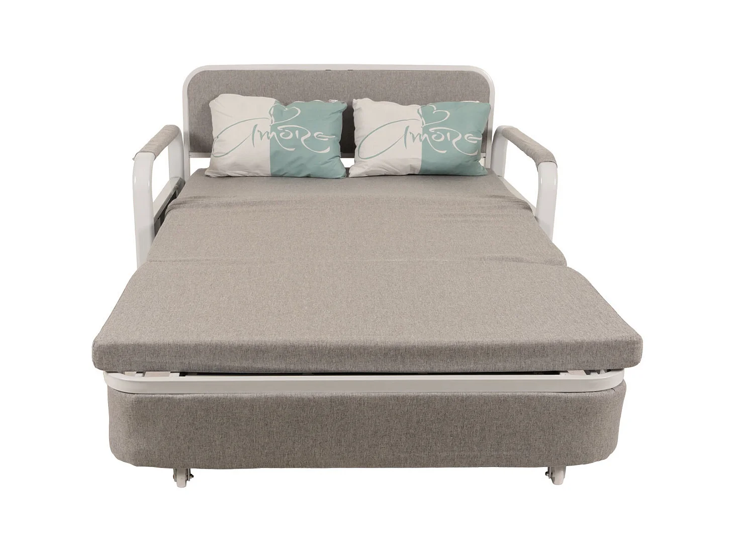 Schlafsofa MCW-M83, Stoff/Textil hellgrau