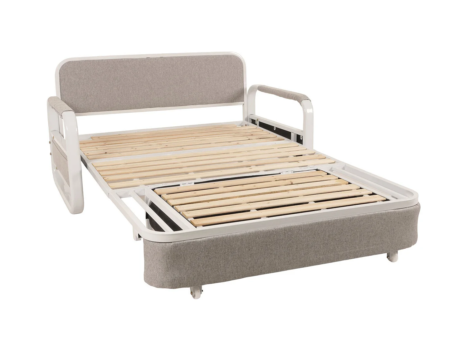 Schlafsofa MCW-M83, Stoff/Textil hellgrau