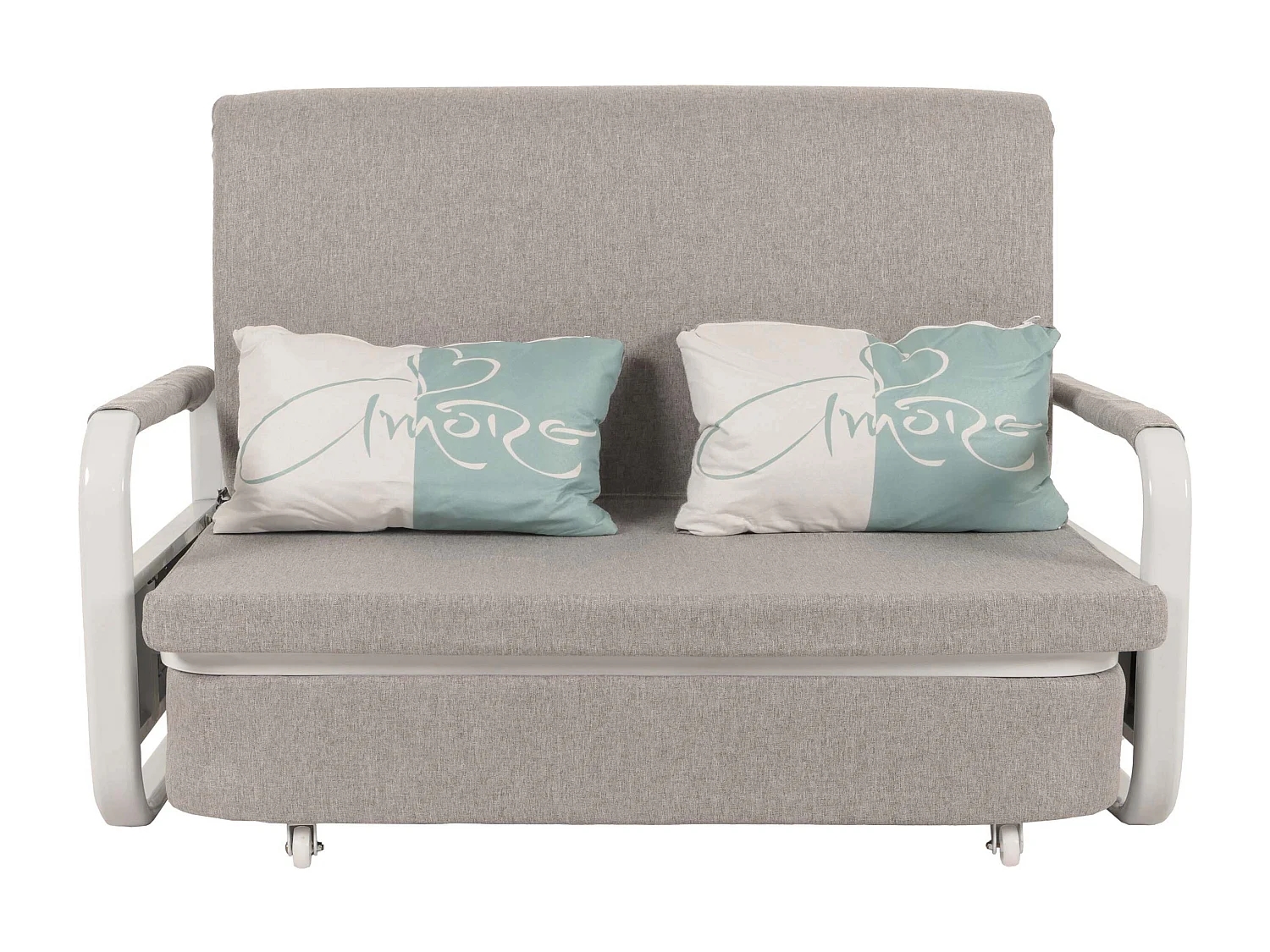 Schlafsofa MCW-M83, Stoff/Textil hellgrau