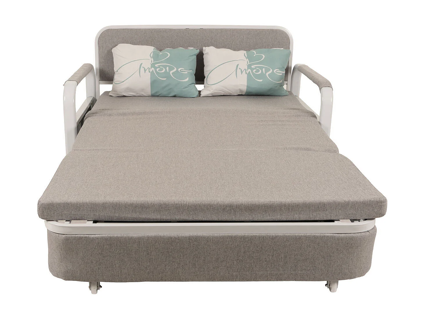 Schlafsofa MCW-M83, Stoff/Textil hellgrau